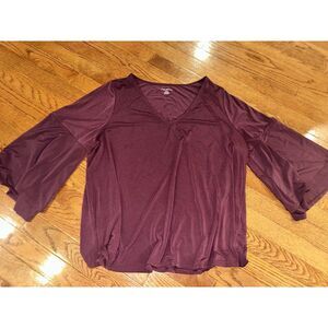 Lane Bryant Plum V-Neck Blouse